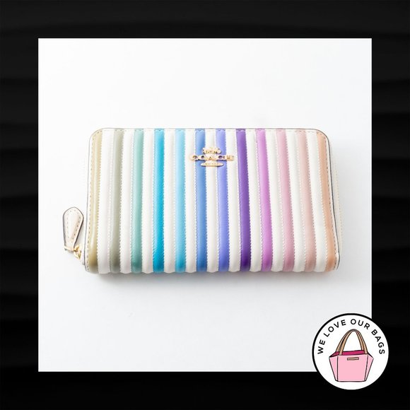 Coach Handbags - $198 COACH OMBRE RAINBOW QUILTED MEDIUM ACCORDION ZIP AROUND WALLET CLUTCH 91197